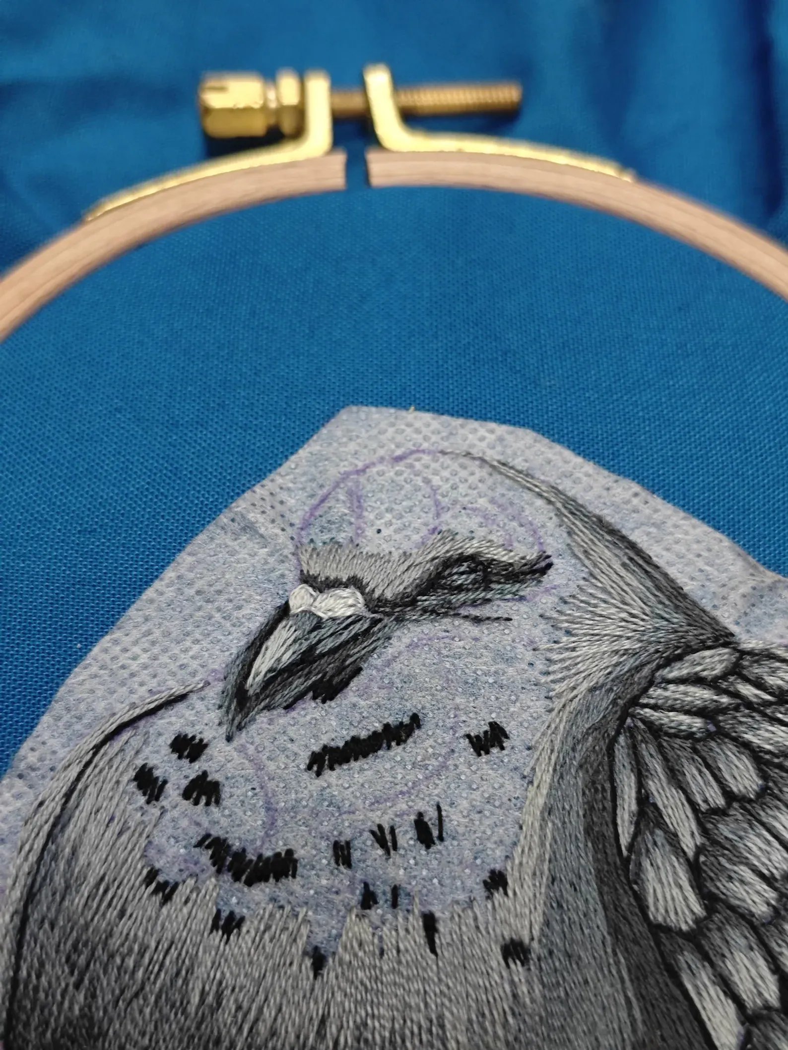 Sleepy Pigeon PDF Hand Embroidery Pattern: Snoozecore Urban Street Bird Pidge DIY Wall Art (digital Tutorial) product image (4)
