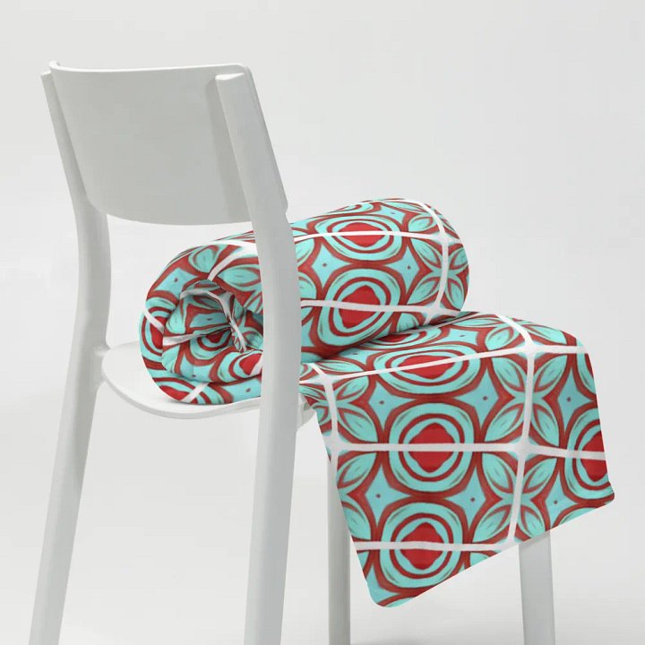 Blue & Red Diagonal Pattern Throw Blanket product image (2)