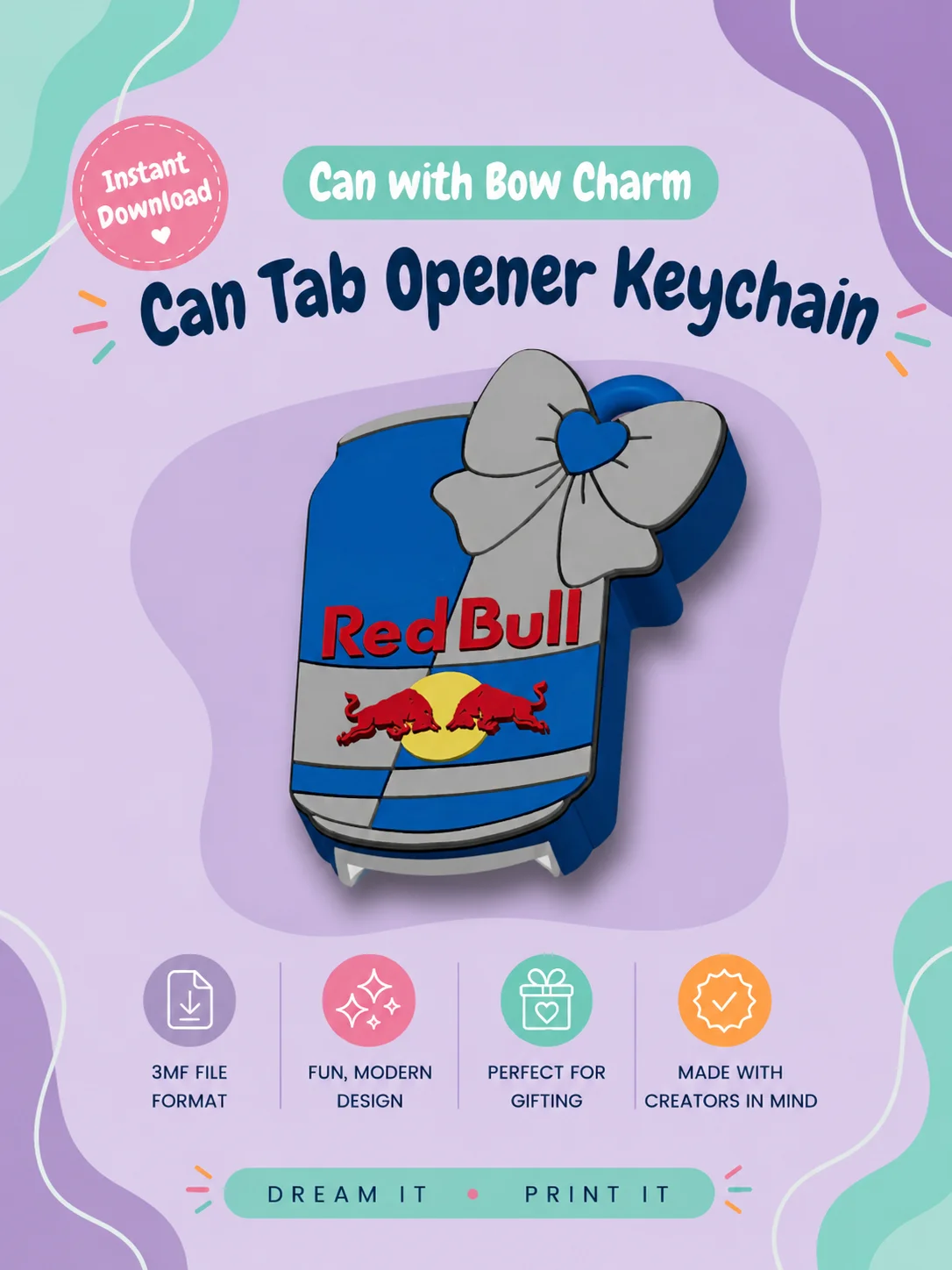 Blue Pop Soda Can Tab Opener STL | Easy Open Can Tool | 3D Print File | Arthritis Friendly Can Opener | Beverage Tab Lifter | Digital Download product image (1)