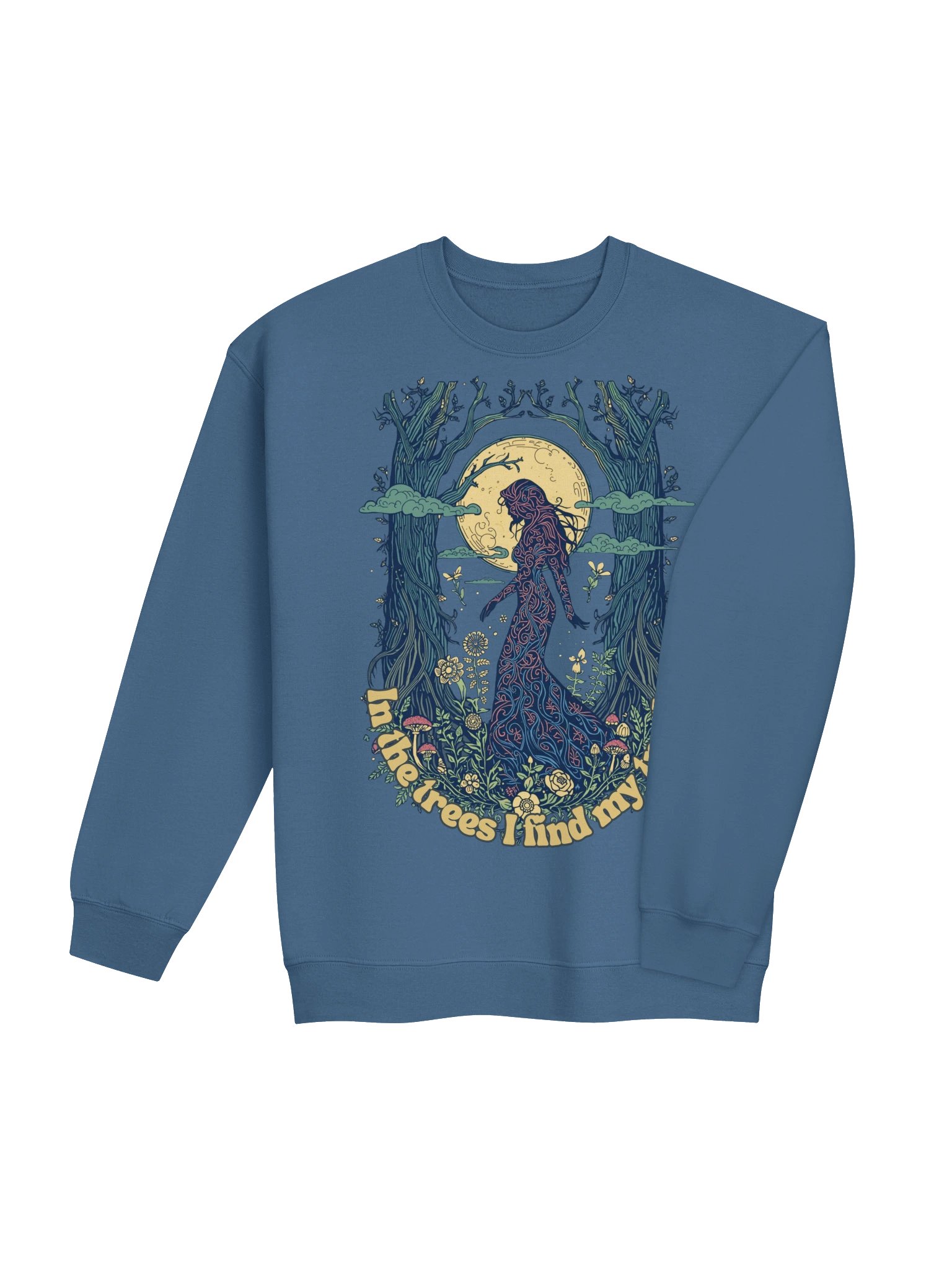 Moonlit Nature Silhouette Sweatshirt, "In the Trees" Forest Goddess Graphic product image (25)