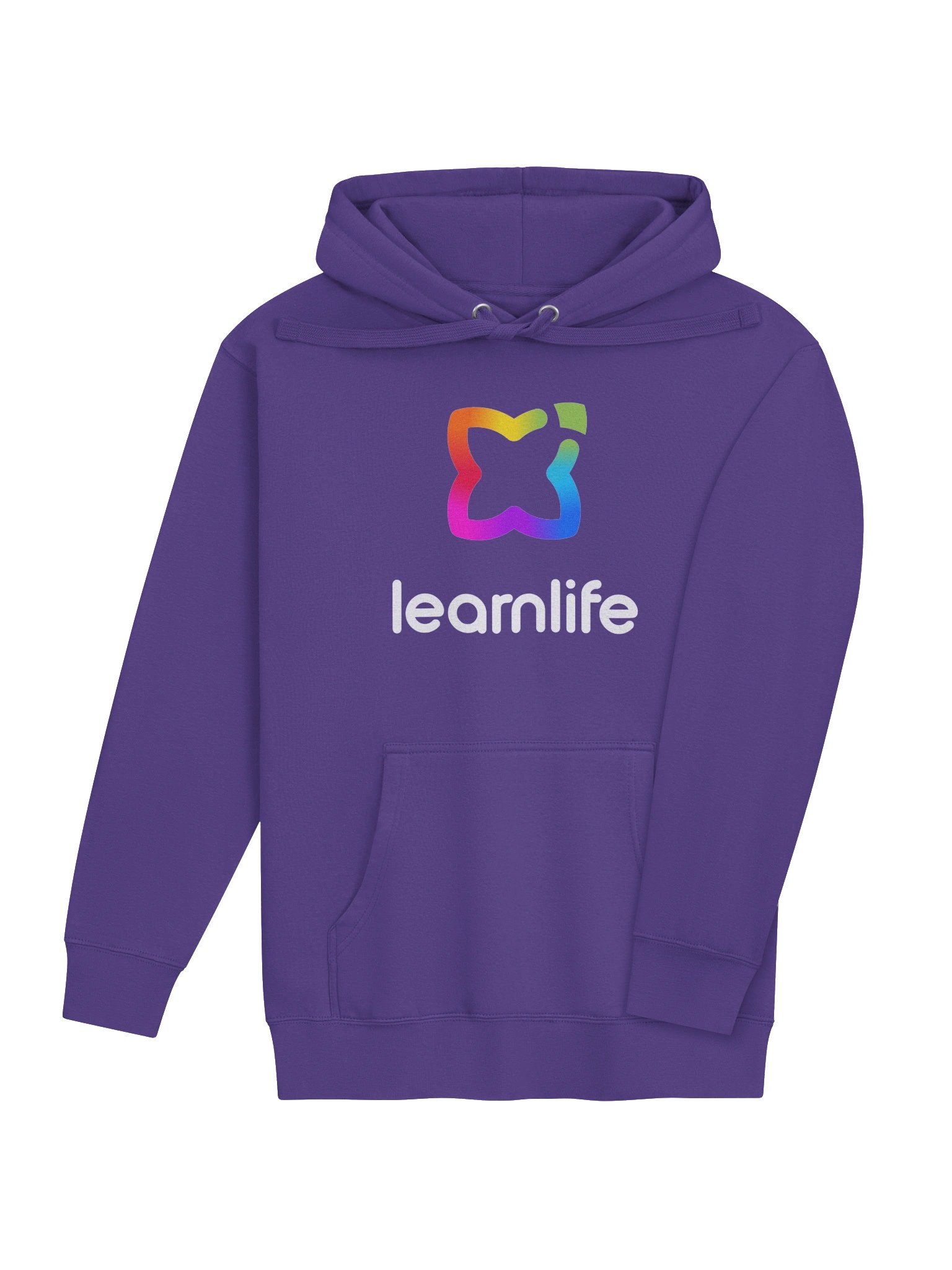 Adult/Teen Hoodie - Cotton - Vertical Logo - Rainbow & White product image (4)