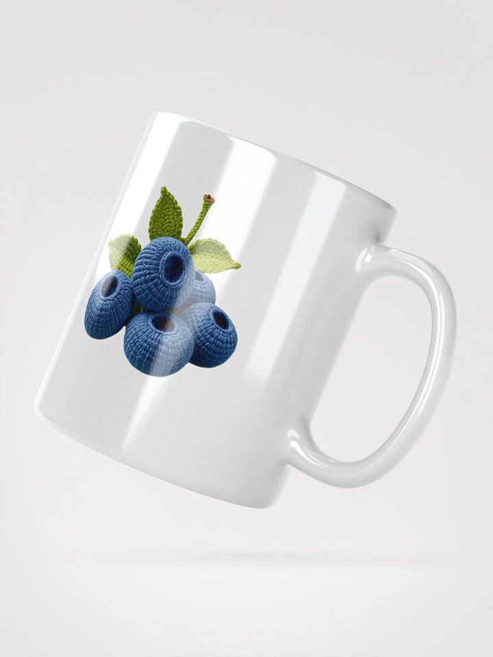 CozyAvocado White Glossy Mug Crochet Blueberries #1 product image (2)