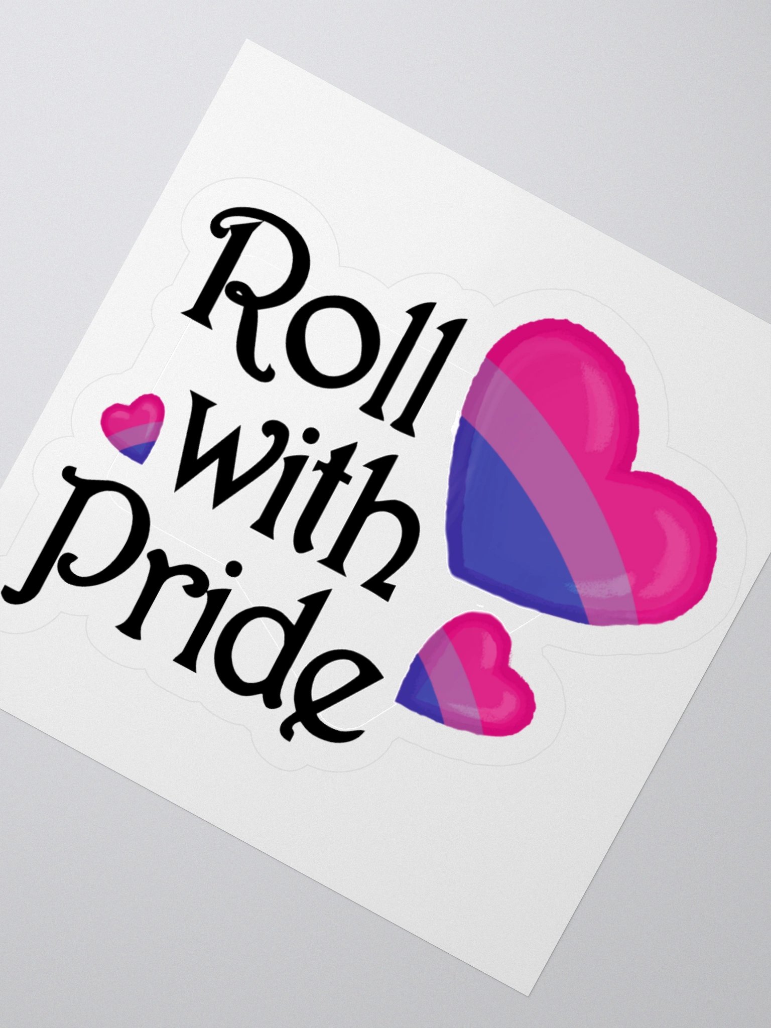 Roll with Pride Kiss Cut Stickers - Bi Hearts product image (5)