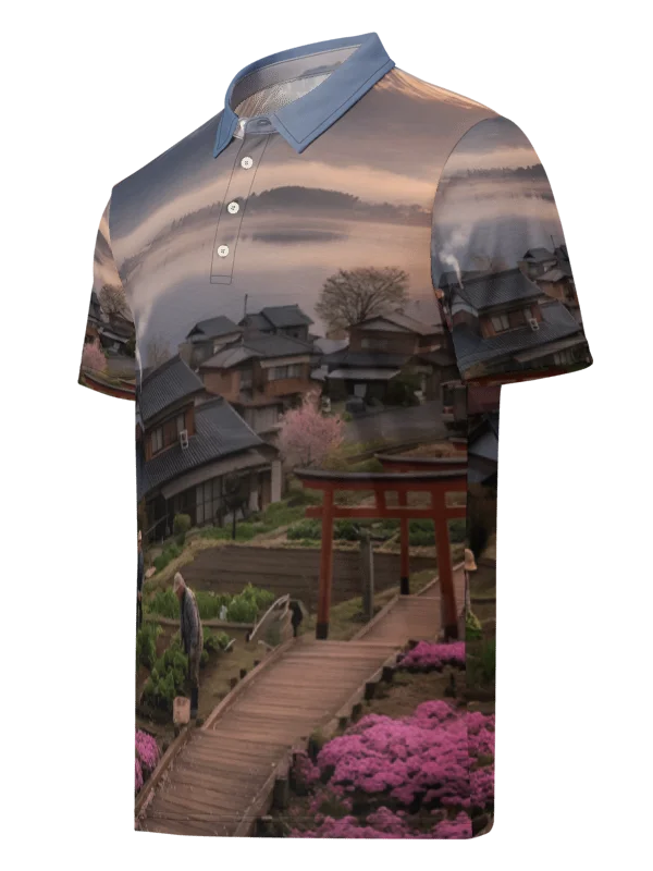 Men's Mount Fuji Slim Fit Polo Shirt | Printed Short Sleeve Collared Top product image (3)