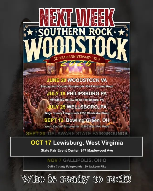 Lewisburg, WV, who’s ready to rock? 🔥🐺 Southern Rock Wood Stock 2026 is coming to your city next Saturday, and Two Wolf is ready to take the stage. Come with the pack, bring the energy, and get ready for an unforgettable day of Southern rock bliss🤘🏻 @krisbellmusic @cleopatra.records #SouthernRockWoodStockTour2026 #RockConcert #LivePerformance #SouthernRockTour #SouthernRock
