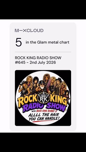 This week, the Rock King Radio Show has two different episodes in Mixcloud’s Top 10 Glam Metal Chart, and today we cracked th...