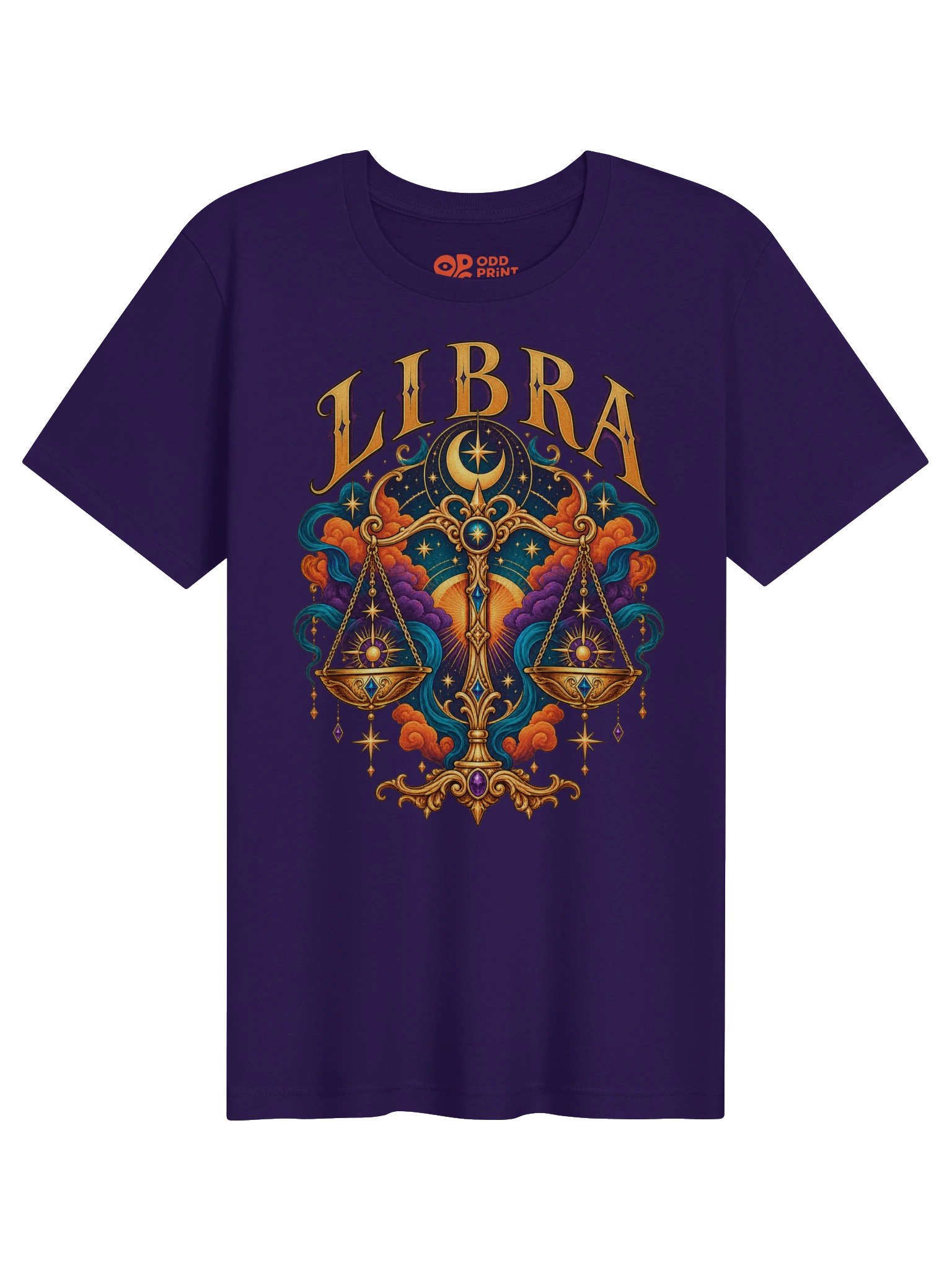 Libra Zodiac T-Shirt With Ornate Celestial Scales product image (4)