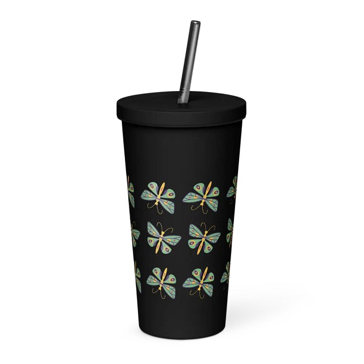 Insulated Tumbler with a Straw (butterfly) product image (2)