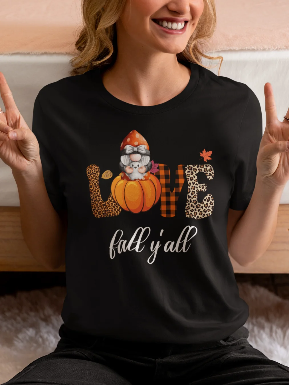 Halloween Gnome and Ghost Love Fall Y'all Tee product image (1)