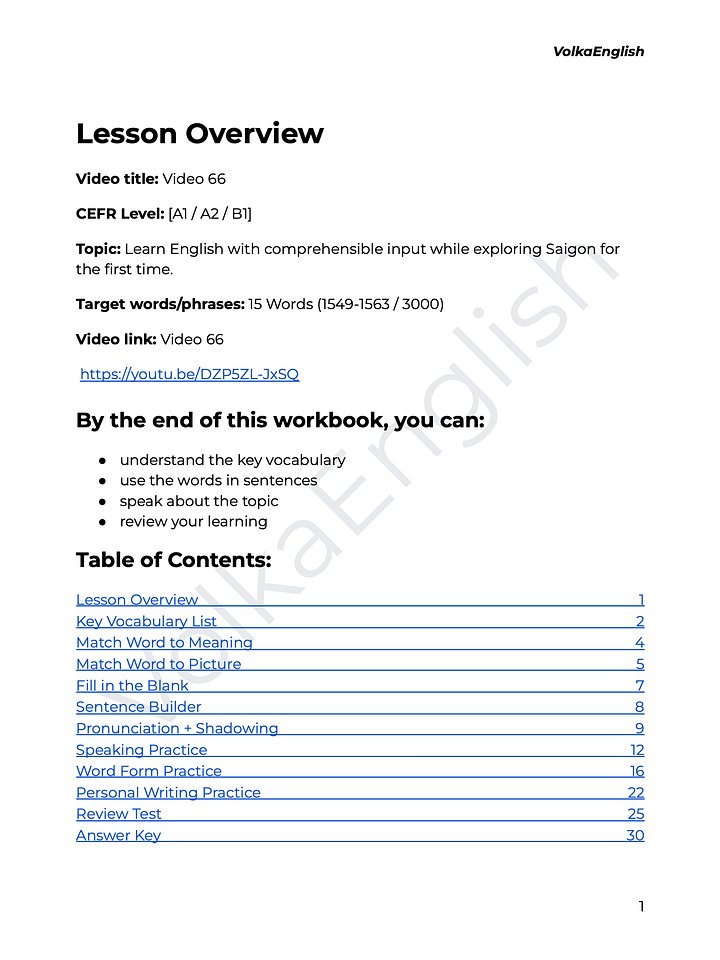Speak English Naturally With Me | Easy Comprehensible Input Vlog - Video 66 Study Pack product image (2)