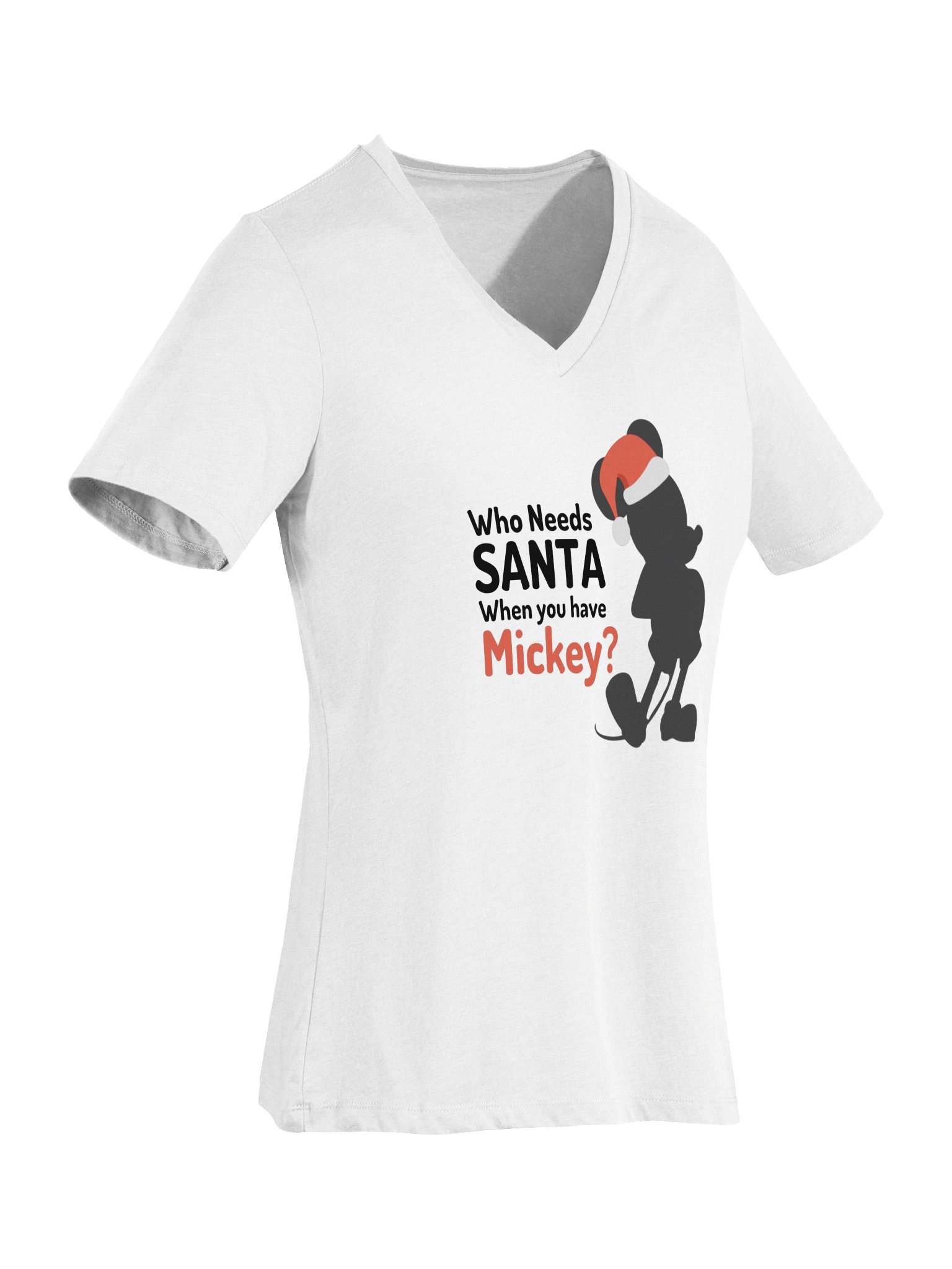 White Disney Who Needs Santa Womens V-Neck Tee product image (6)