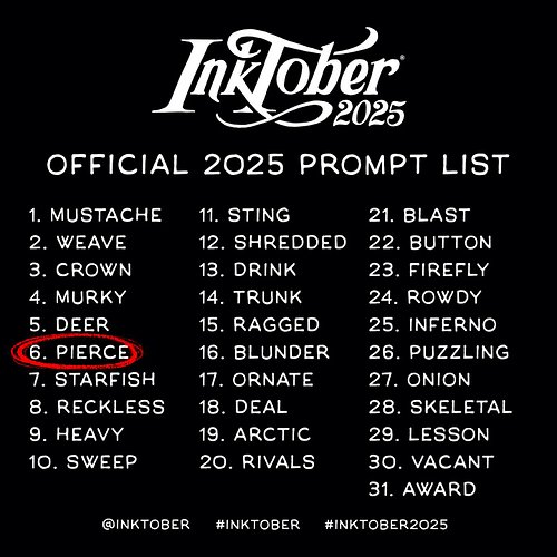 Inktober Day 6 - Pierce
Pretty simple prompt from today, went with as many piercings as I could remember or have seen
#noname...