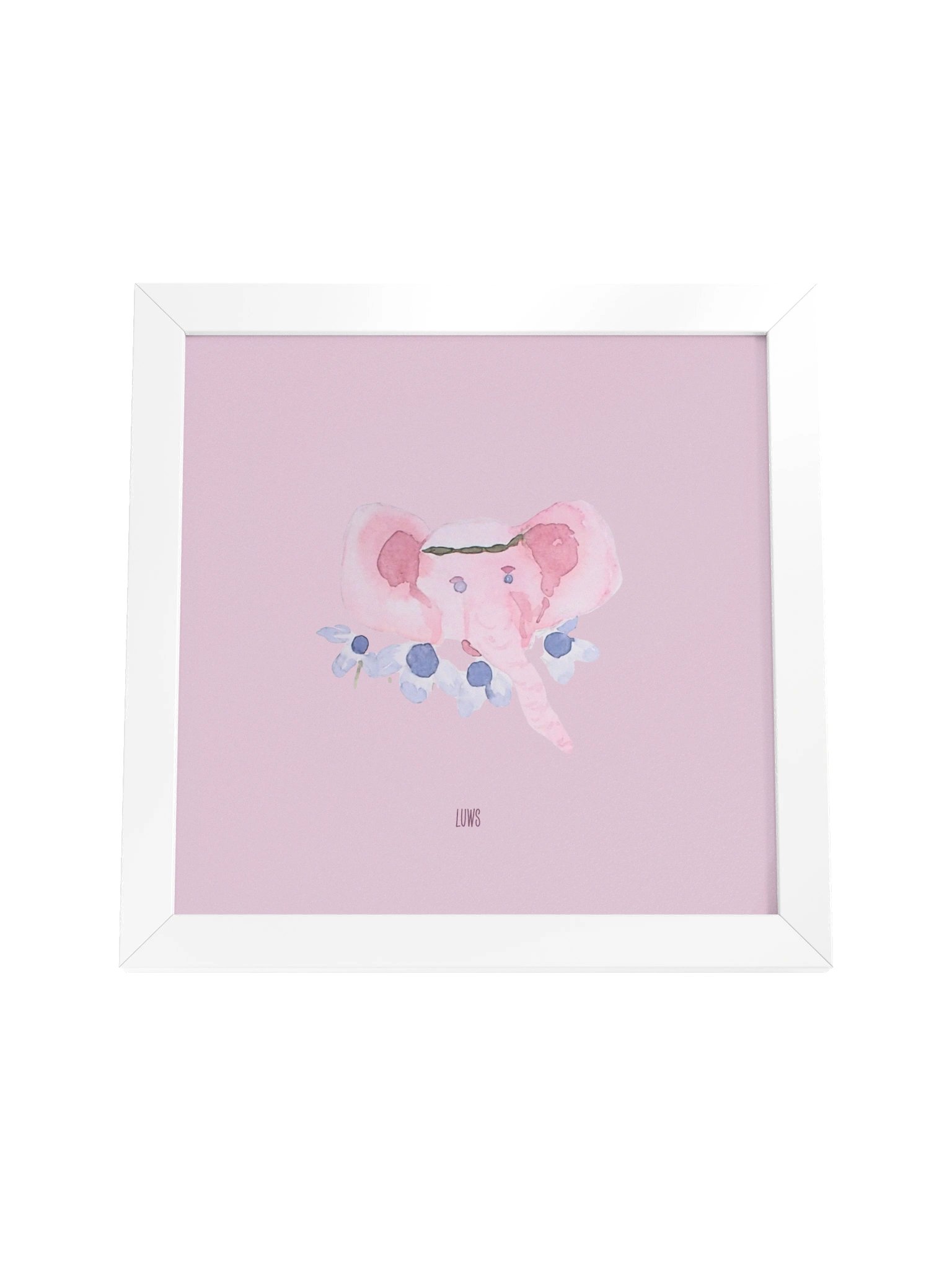 Ella, the elephant | Pastel Pink Elephant Floral Poster (Framed) product image (4)