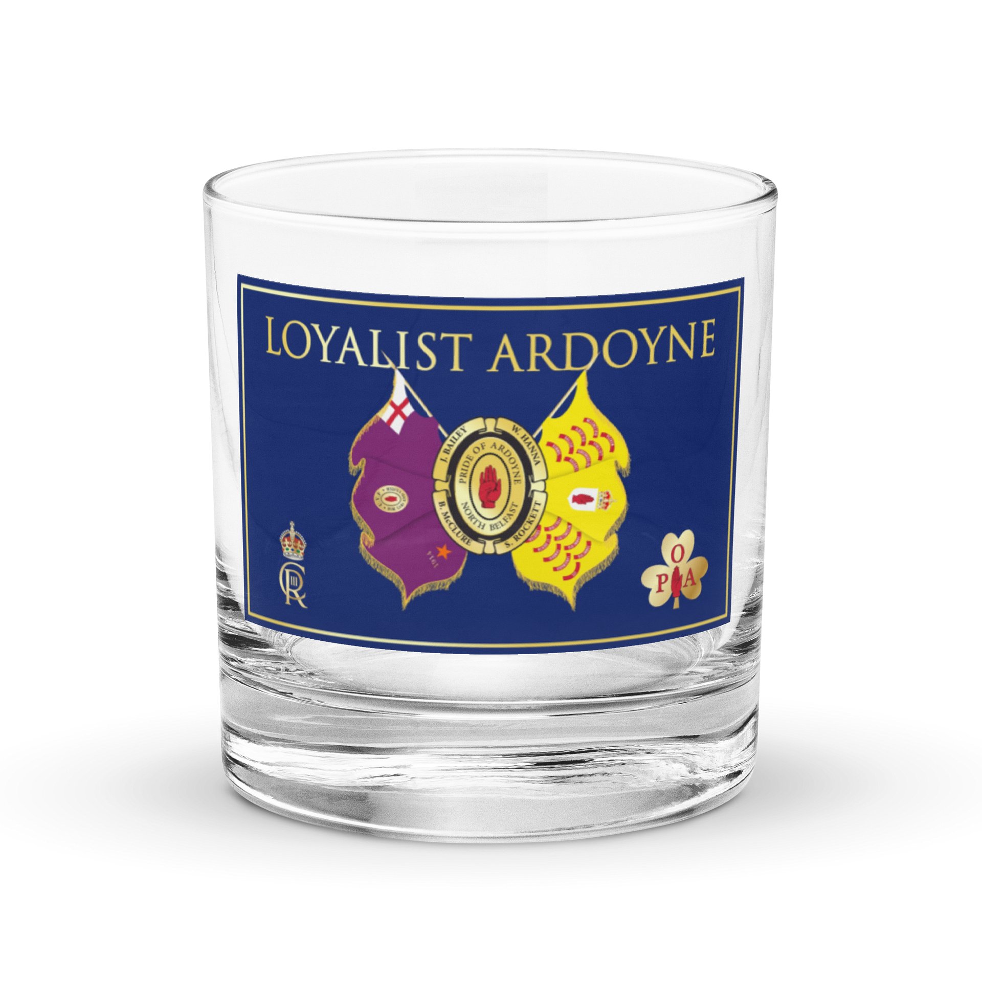 Loyalist Ardoyne Crest Rocks Glass product image (1)