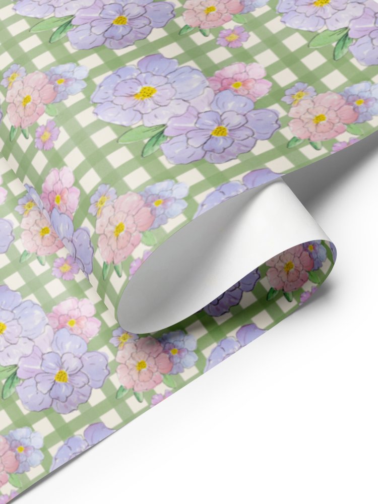 Gingham Blossoms Wrapping Paper Set of 3 Sheets product image (11)