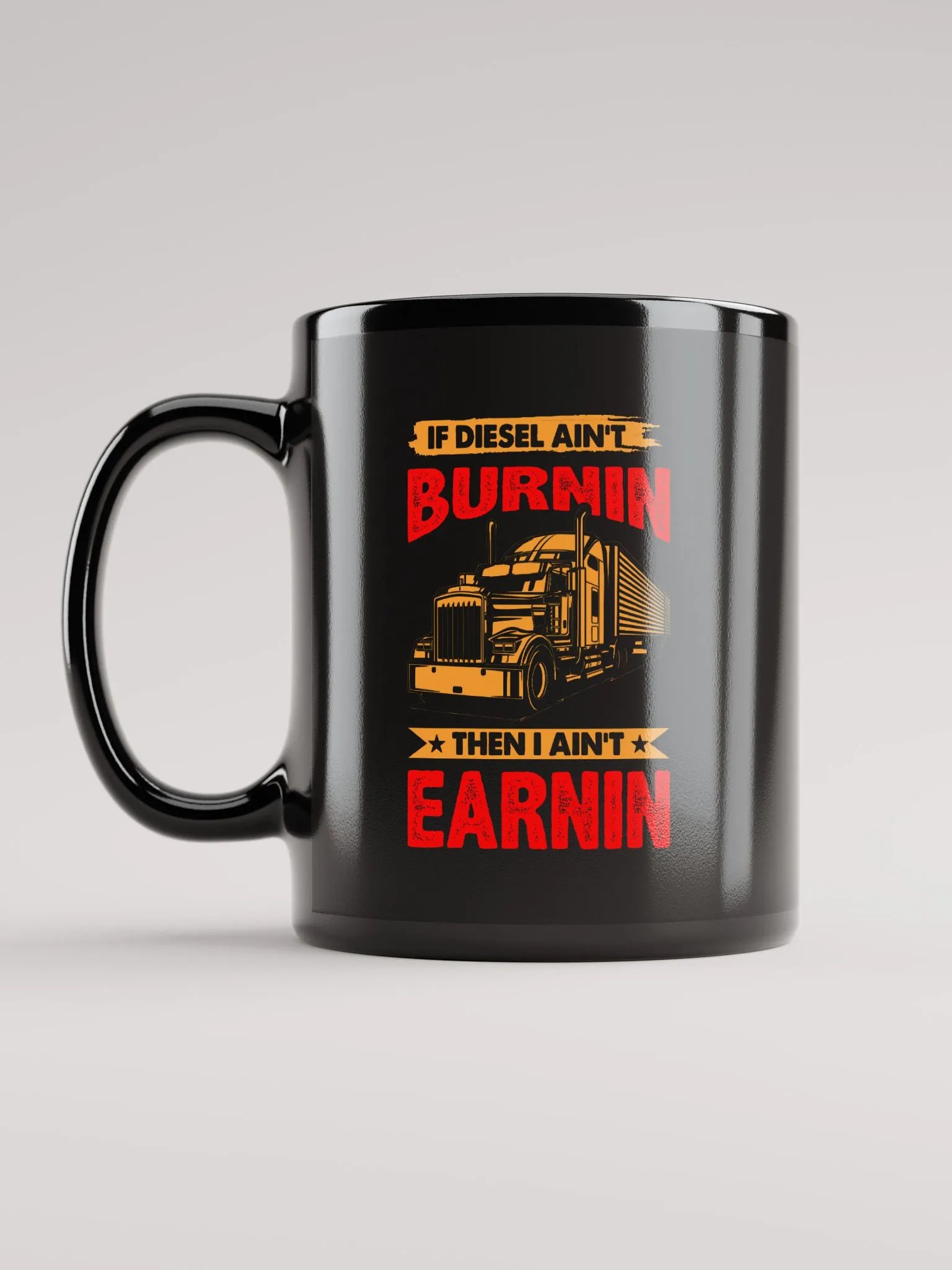 Burnin and Earnin Black Trucker Mug product image (12)