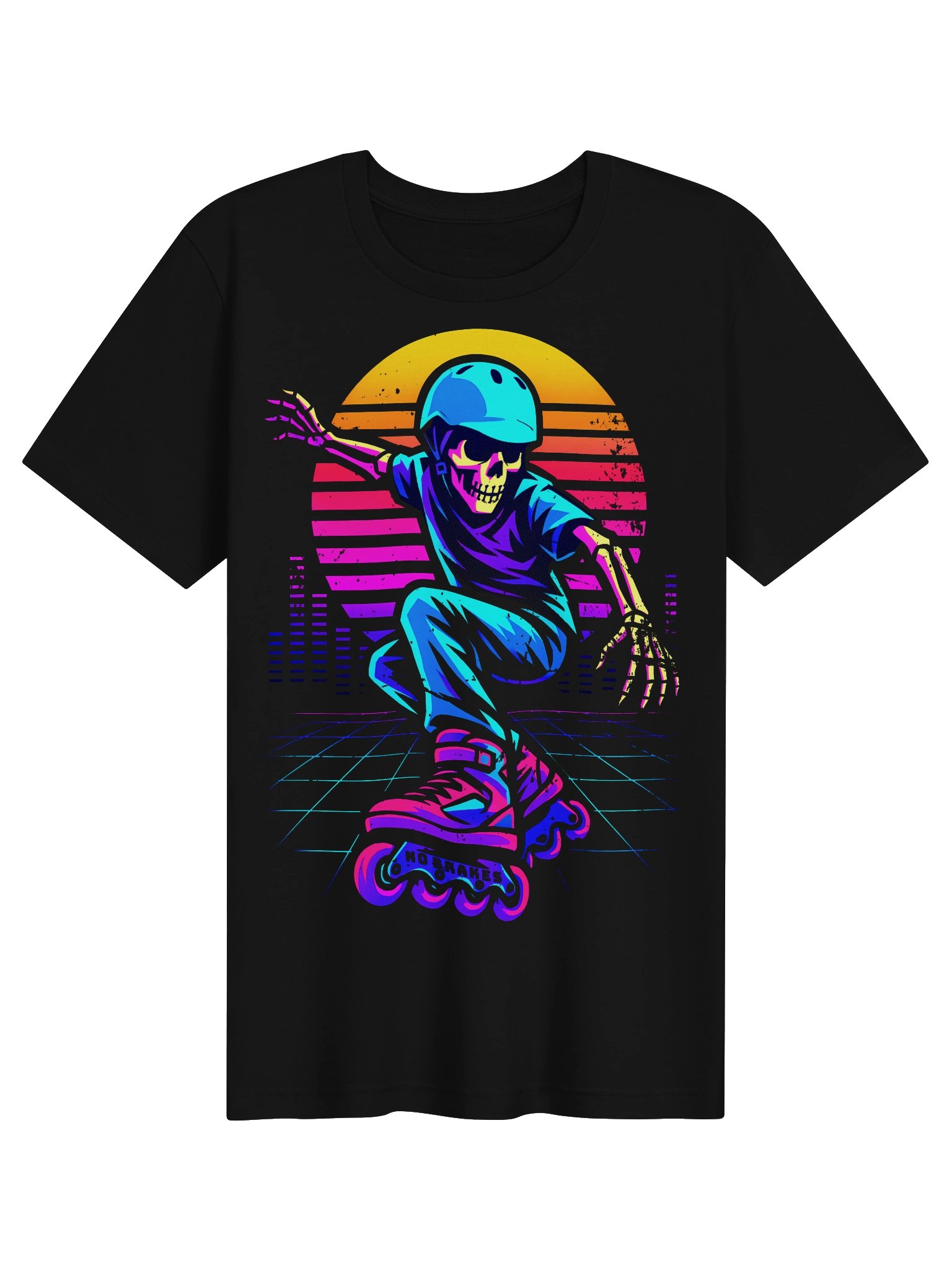 Inline Skating Skeleton Skater Shirt Funny Retro 80s Rollerblading product image (1)