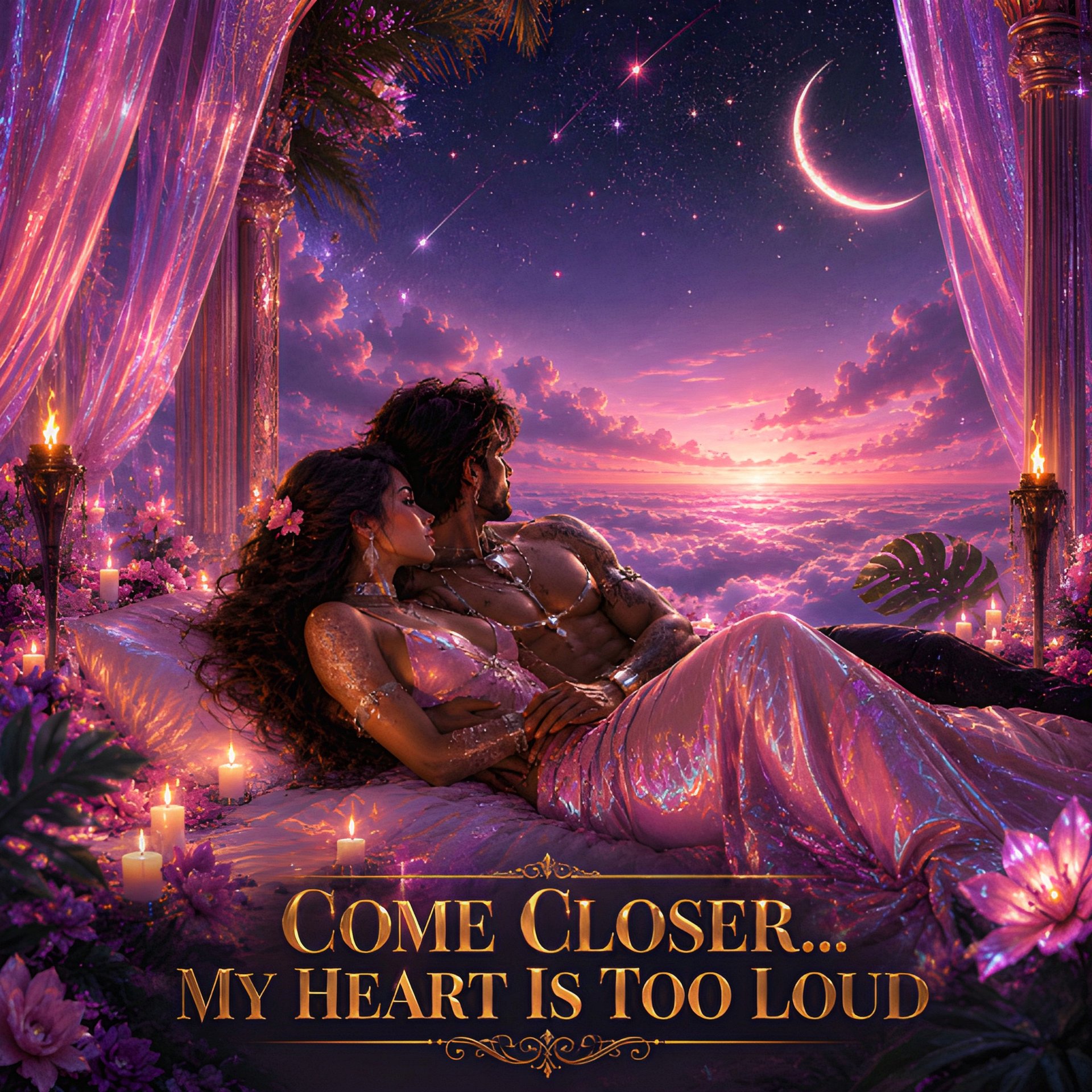 Come Closer My Heart Is Too Loud Romantic Astral Tropical Printable Art $5.99 Instant Download Valentine's Anniversary Birthday Gift 10x10 to 16x16 300 DPI product image (2)