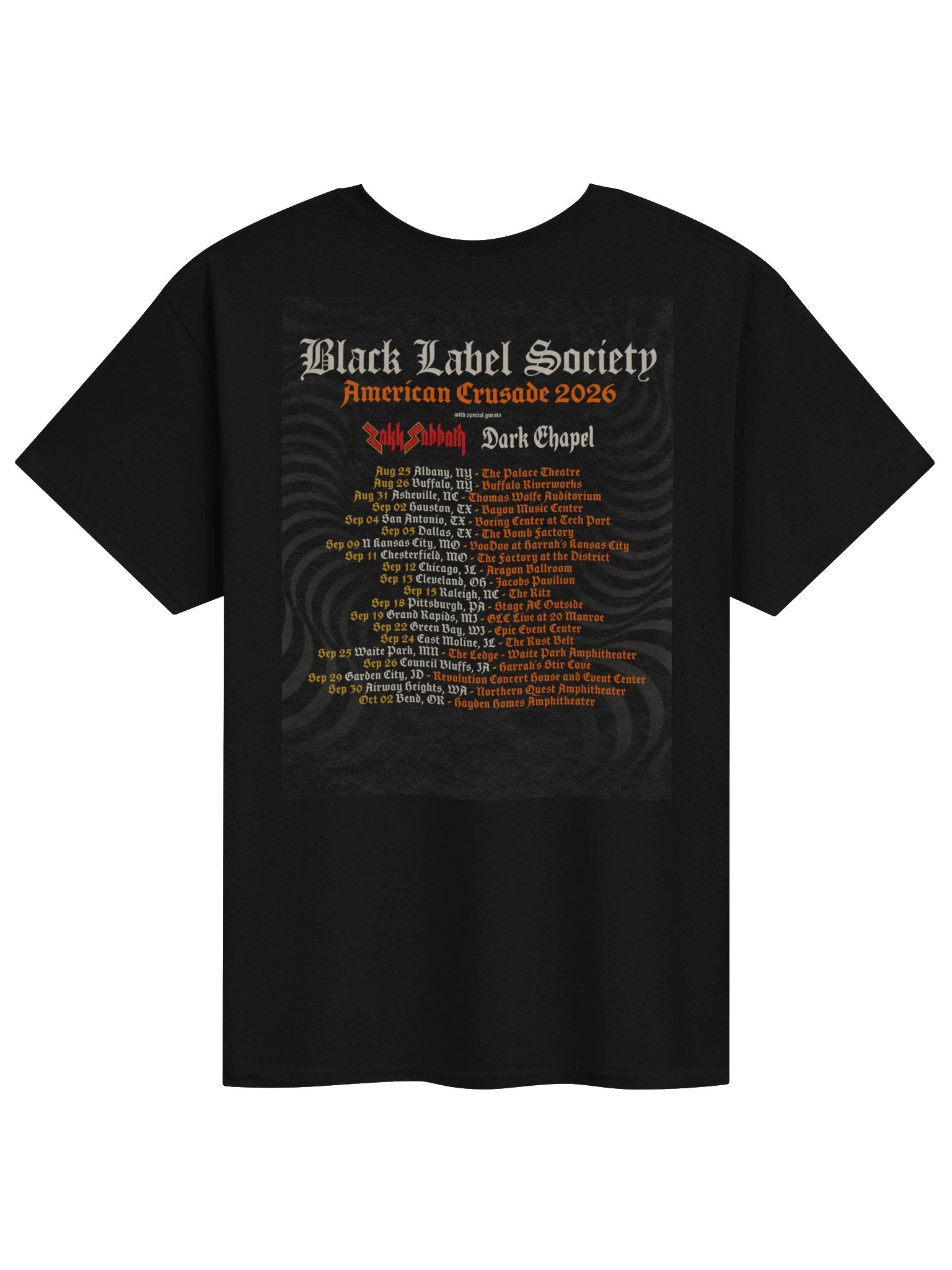 Black Label Society American Crusade 2026 Tour Merch Tshirt product image (2)