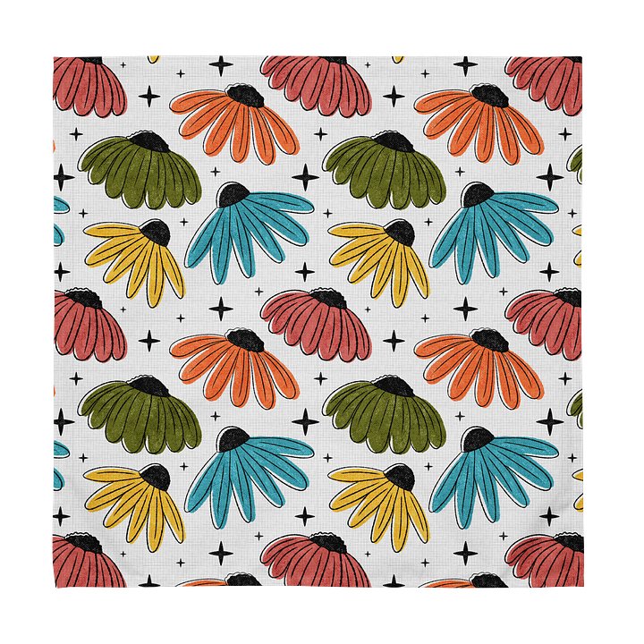 Retro Halftone Coneflowers Cloth Napkin Set (4) product image (1)