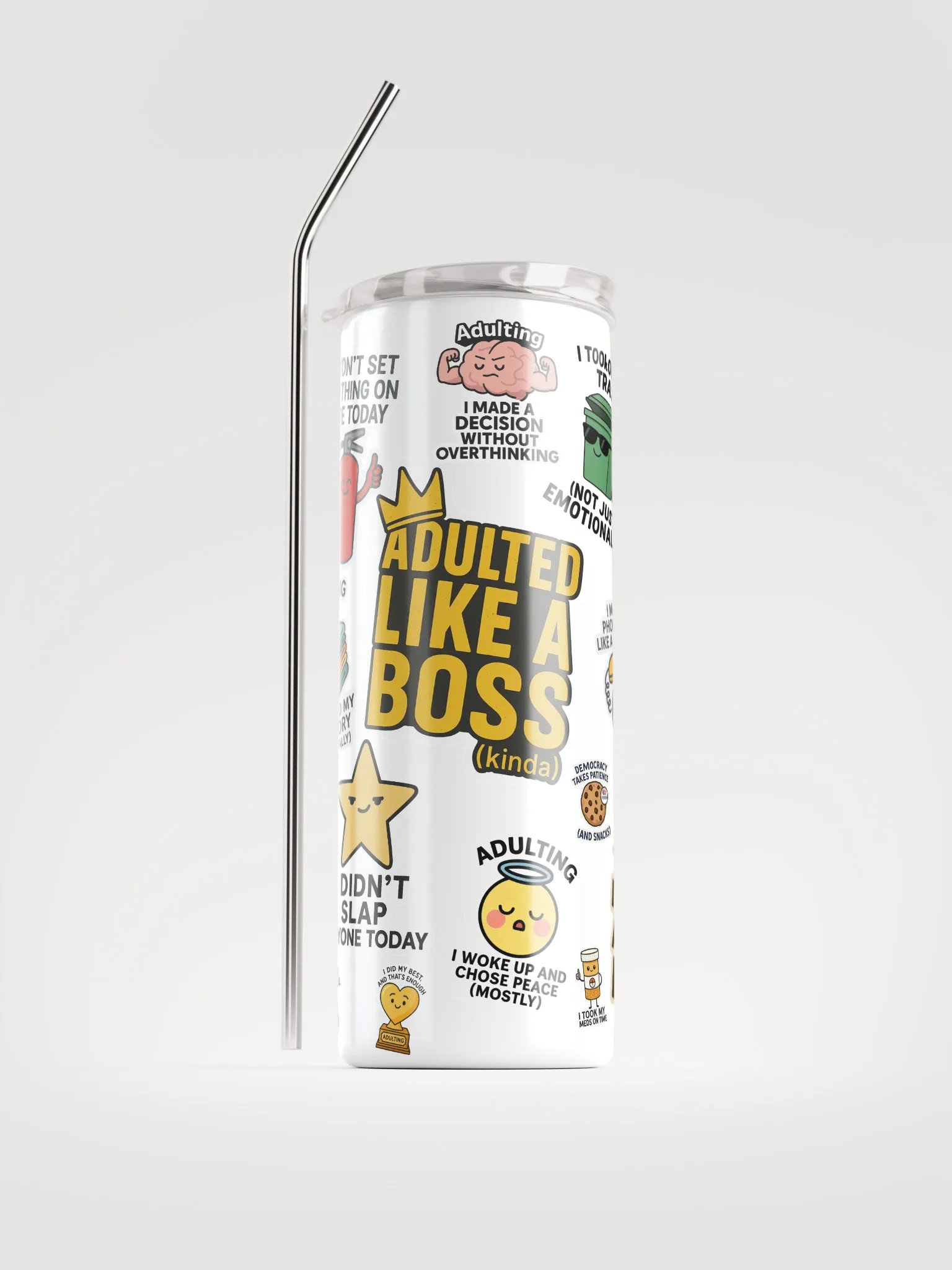 Humorous Adulting Stickers Tumbler product image (1)