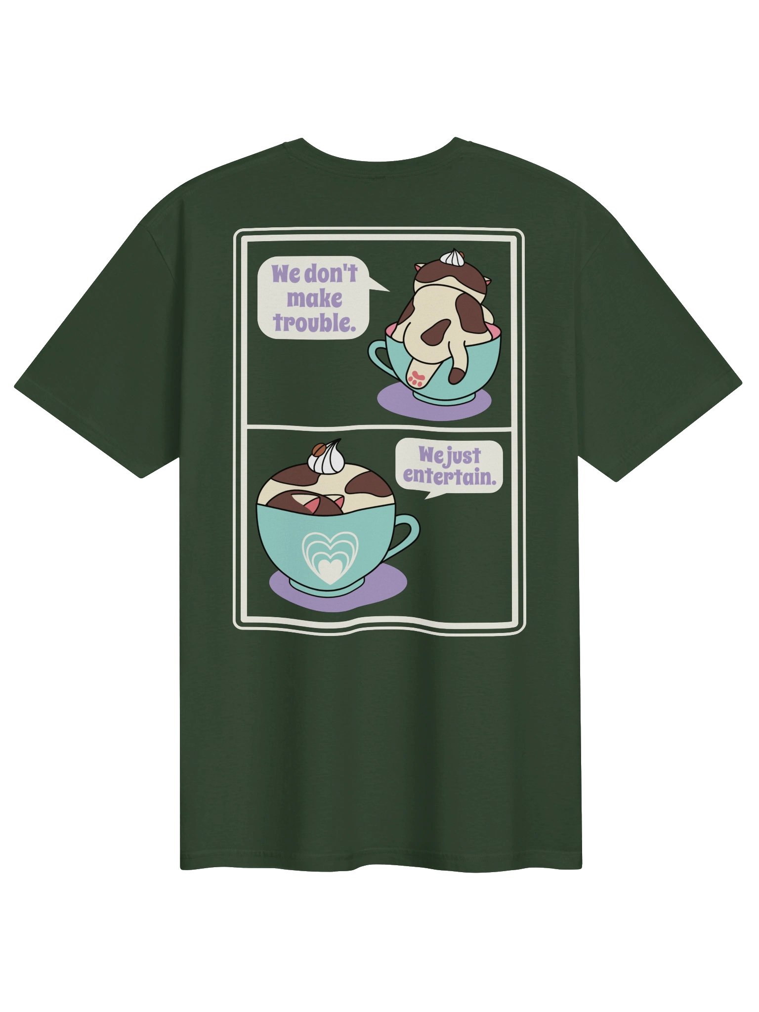 Sweet Trouble (Coffee Cat - Left Chest and Back Prints) - Unisex Adult Super Soft Lightweight T-shirt product image (1)