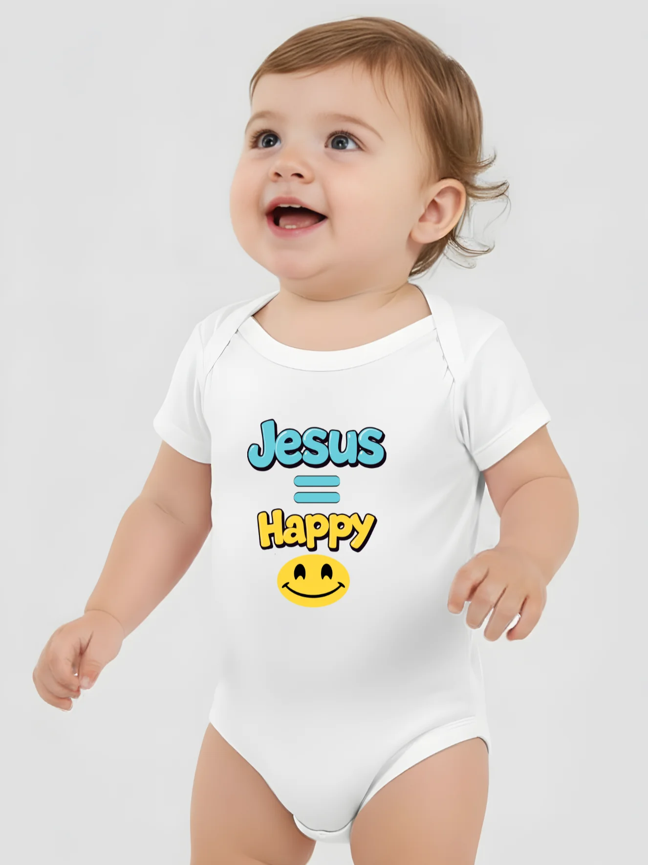 Jesus And Smiley Christian Baby Bodysuit product image (1)