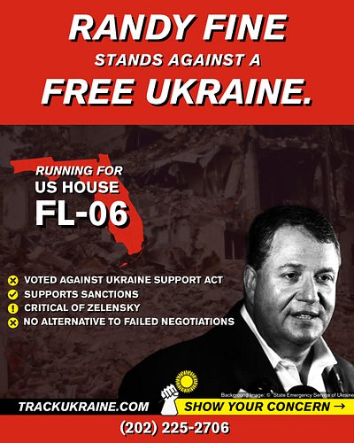 Florida district 6 congressman @repfine voted against the only assistance to support Ukraine's self defense. He put his trust...