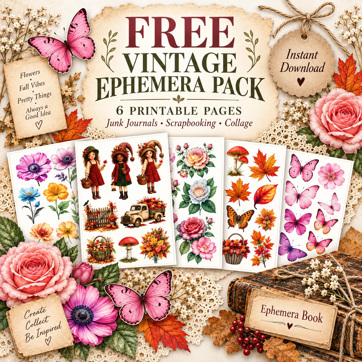 FREE Vintage Ephemera Printable Pack – 6 Pages for Junk Journals & Collage product image (4)
