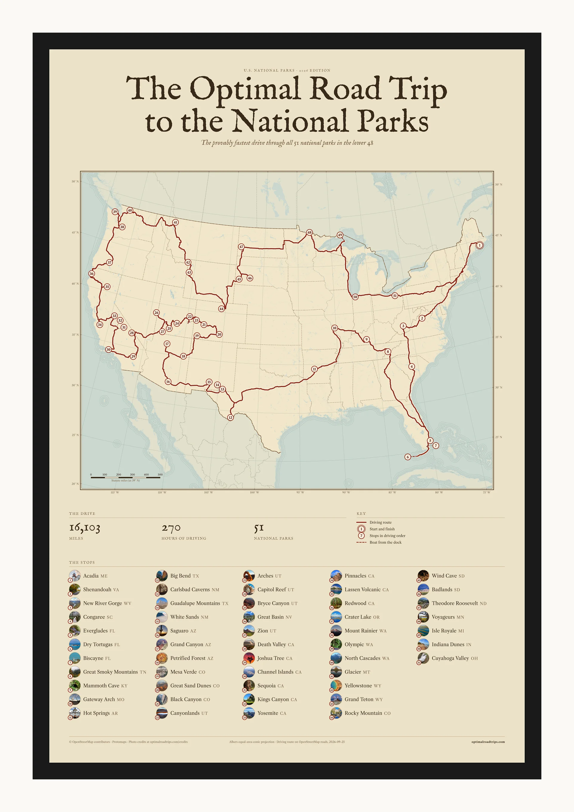 U.S. National Parks 2026, Atlas, 24 x 36 in, black-framed poster product image (1)