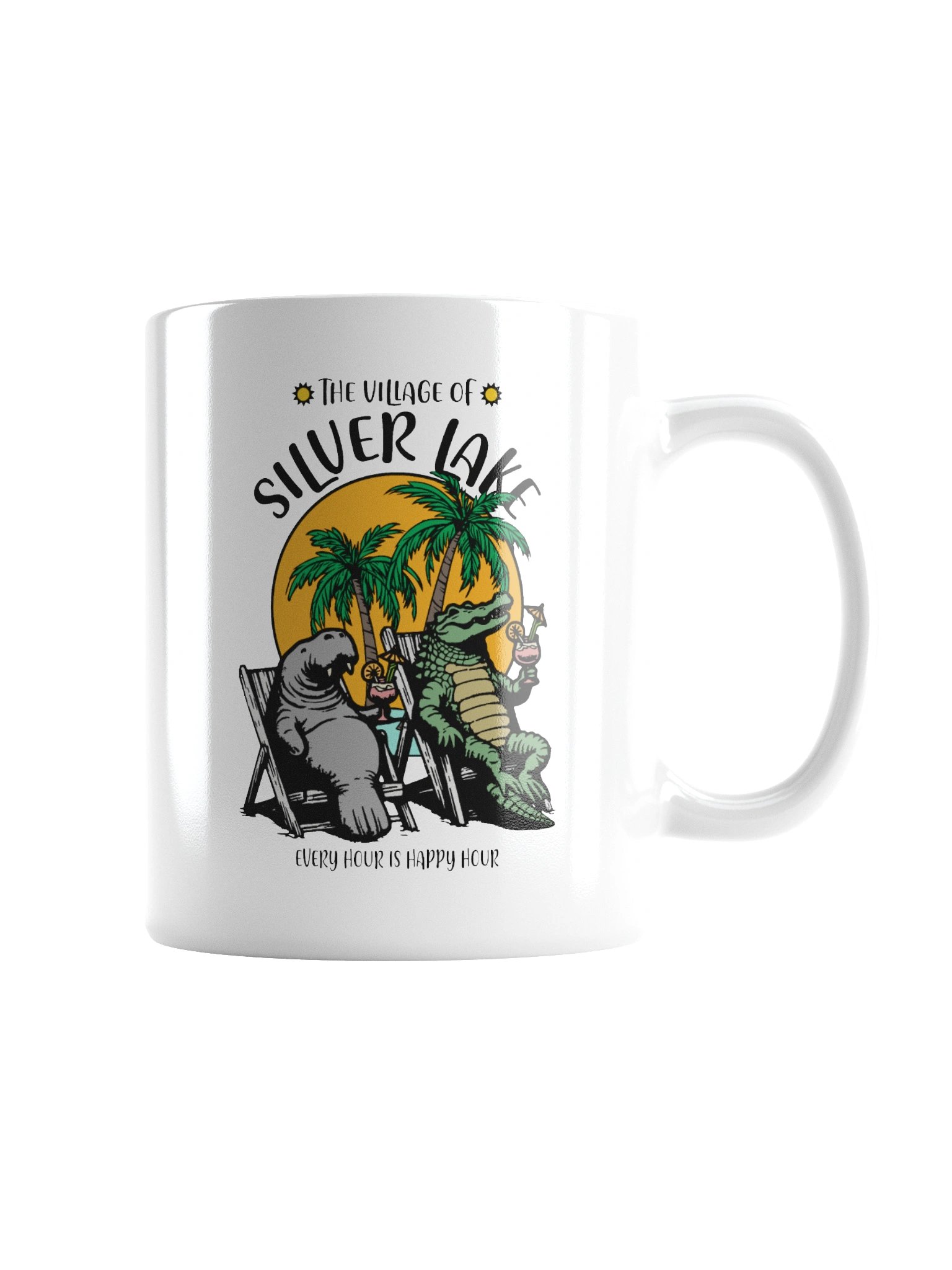 The Village of Silver Lake TV Florida USA Fun Manatee Alligator Design Coffee Mug product image (6)