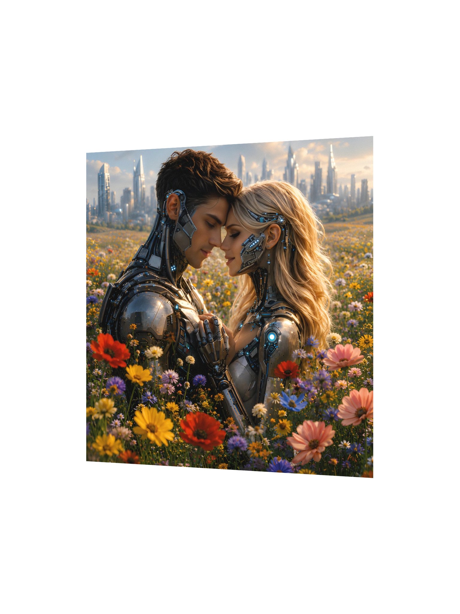 Cyborgs in the Wildflowers | Futuristic Love Wall Art product image (3)