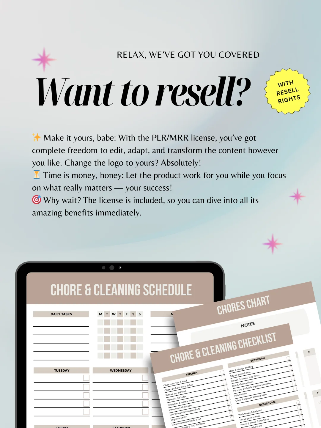 Cleaning Schedule & Family Chore Chart Digital Planner | MRR PLR Bundle product image (6)