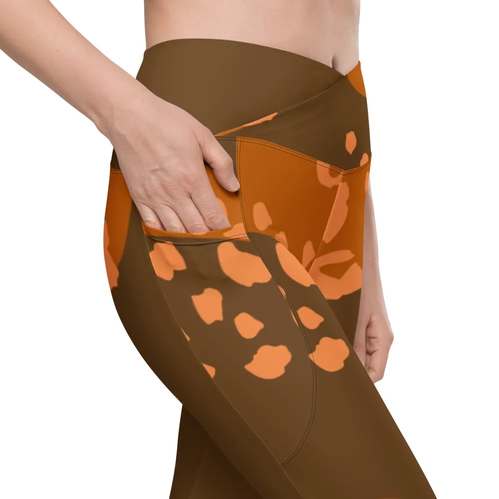 Flowing Orange Camo Leggings with Pockets product image (10)