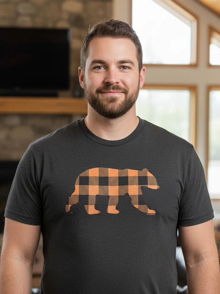 Orange Buffalo Check Bear T-Shirt product image (2)