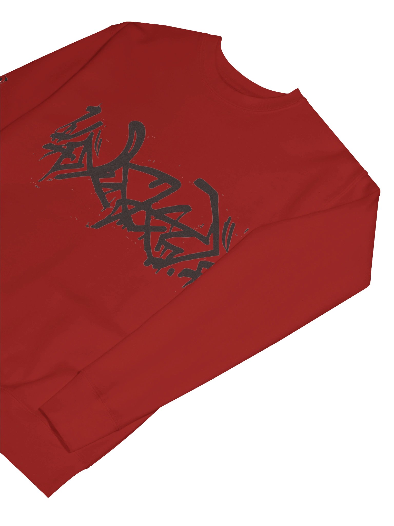 Hidenza Graffiti Tag Sweatshirt – Red Oversized Streetwear Crewneck with Panda Sleeve Detail product image (7)