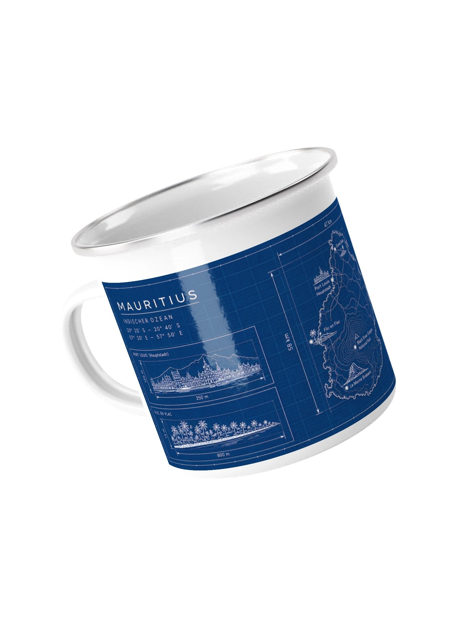 Mauritius Blueprint Enamel Mug product image (2)