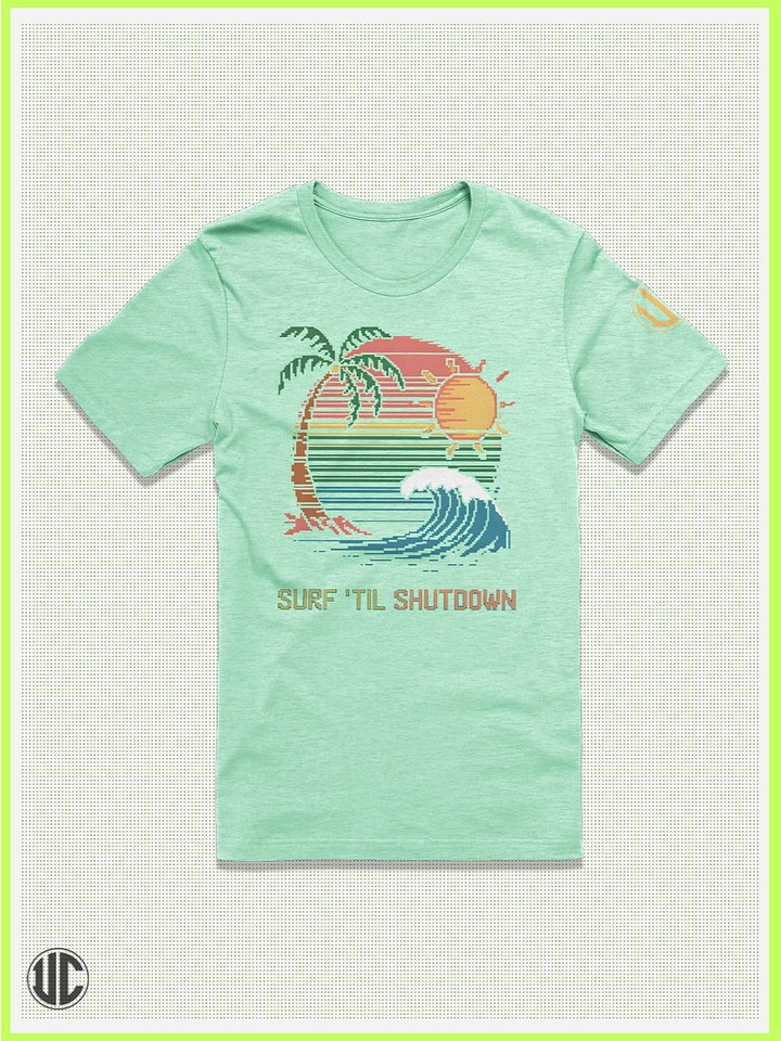 Surf ’Til Shutdown – Retro Pixel Wave T-Shirt product image (1)