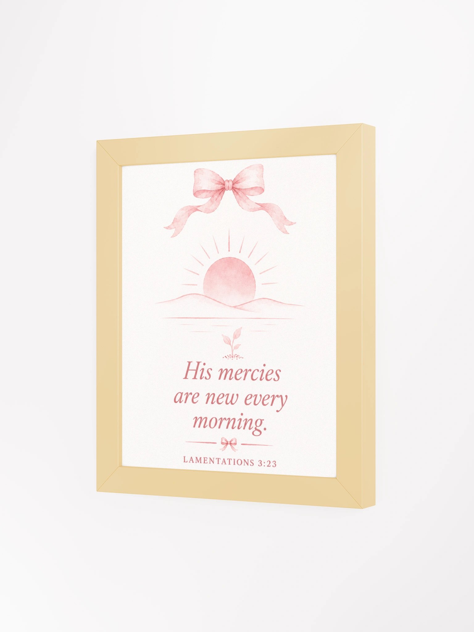 His Mercies Are New Every Morning Lamentations 3:22-23 | Pink Coquette Framed Christian Wall Art product image (3)