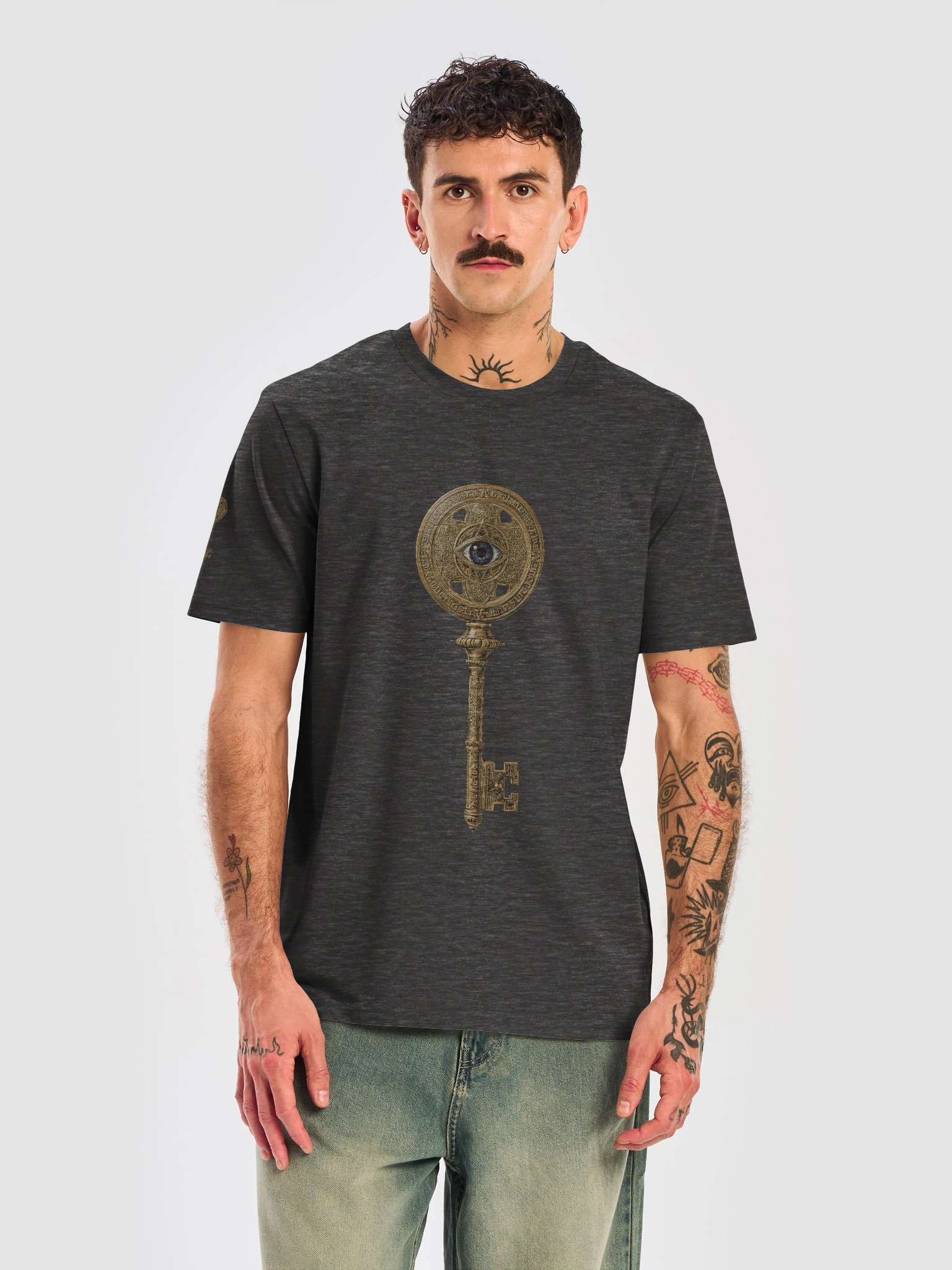 The Gatekeeper’s Key – Dark Heather Grey Sigil Edition (Front + Right Shoulder Print) product image (5)
