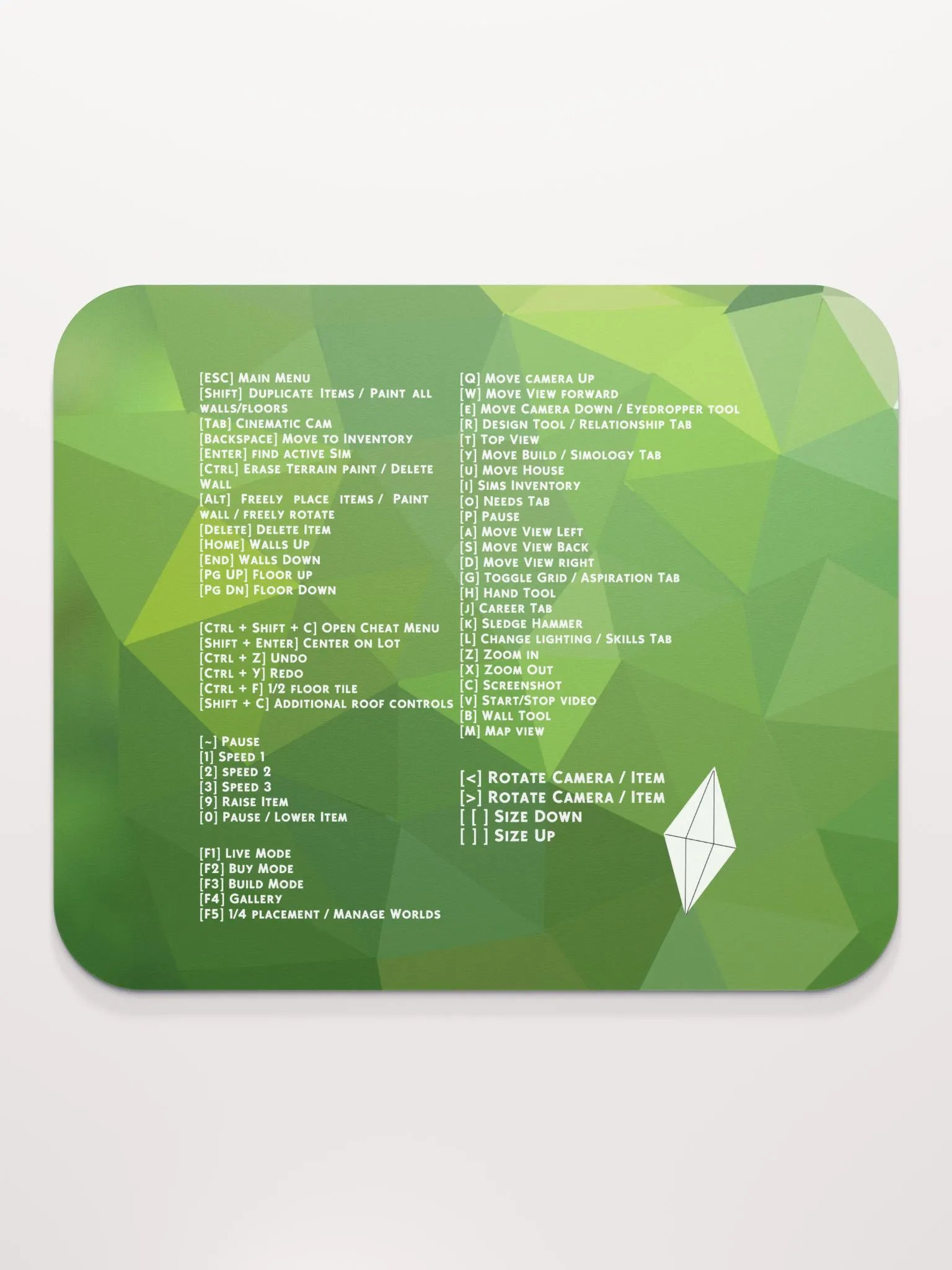 Green Sims Hotkeys Mousepad product image (6)