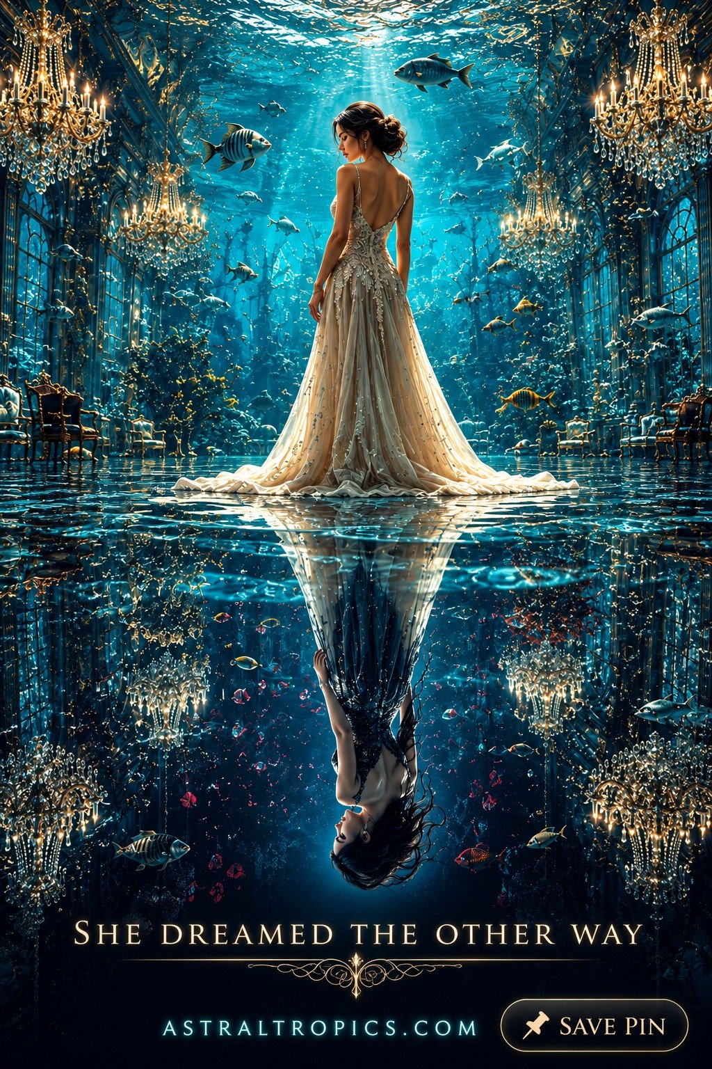 She Dreamed the Other Way – 10×10 Surreal Underwater Fantasy Poster | BookTok, Gaming & Gothic Decor product image (1)