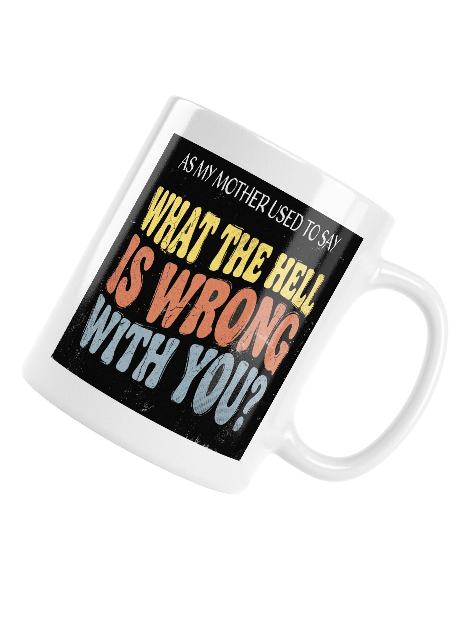 WHAT THE HELL Retro Distressed Ceramic Mug – White product image (6)