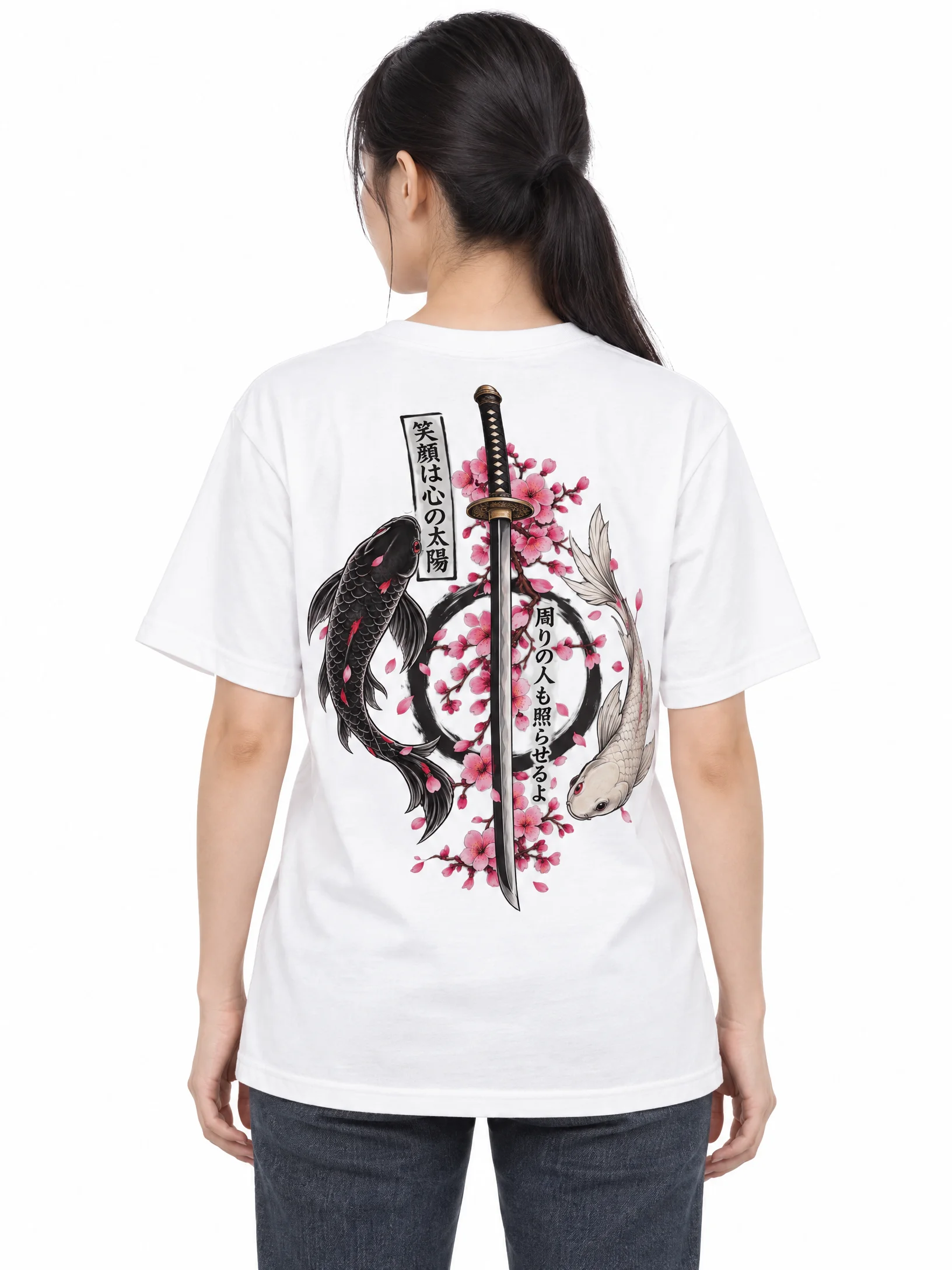 Japanese Koi Fish Katana T-Shirt | Sakura Streetwear Tee product image (3)