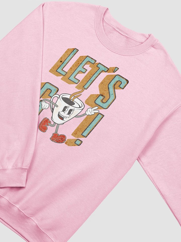 Lets Go Coffee Mascot Cheerful Coffee Peace Sign Crewneck product image (12)