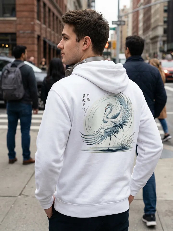 White Crane Spreads Its Wings Premium Hoodie product image (2)