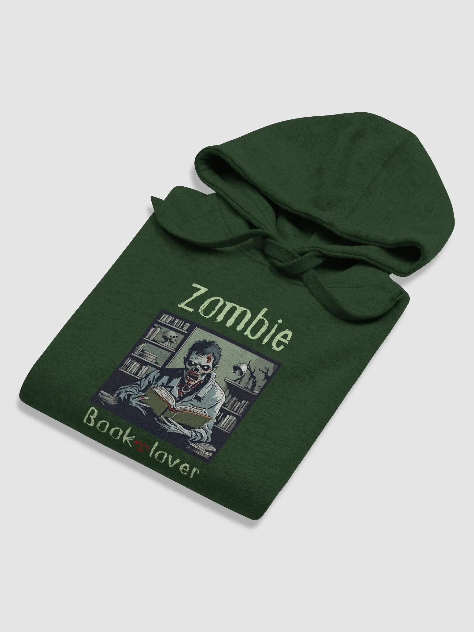 Zombie Book Lover Man - Dark Green Unisex Hoodie product image (6)