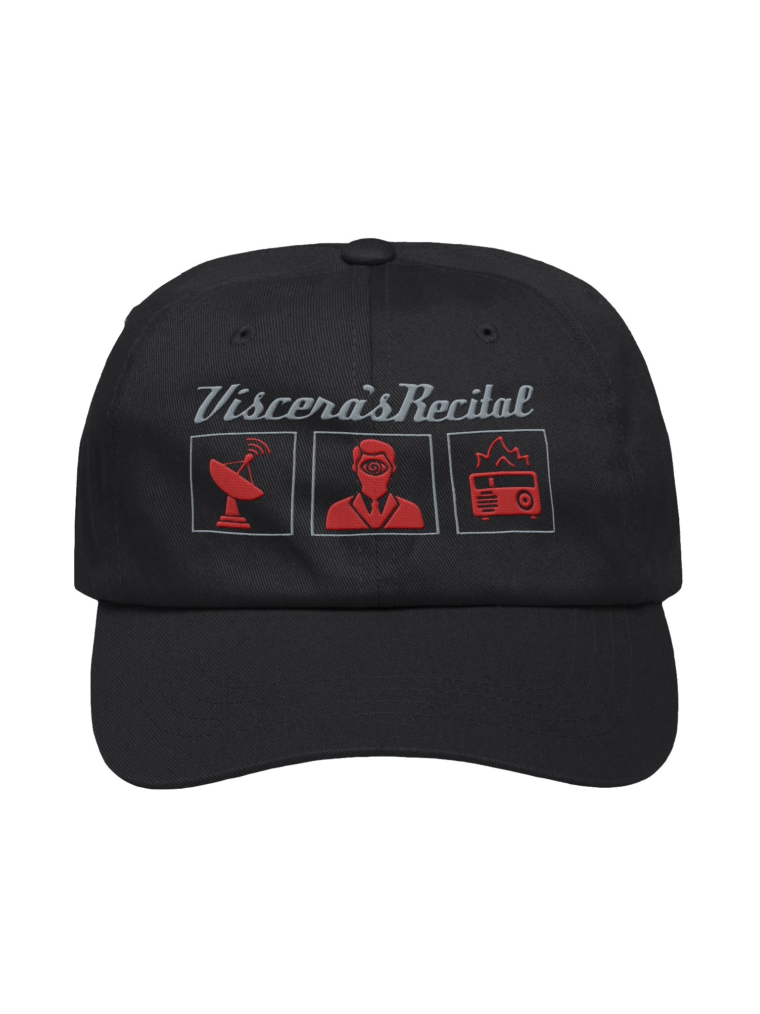 Viscera's Recital Embroidered Dad Hat - Grey & Red product image (1)