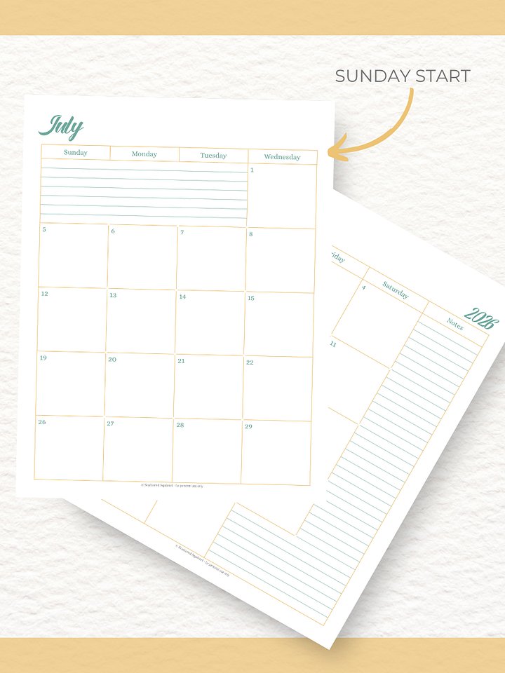 Sunshine Skies - 26/27 Calendar - 2 Pages per Month - Letter Size product image (2)