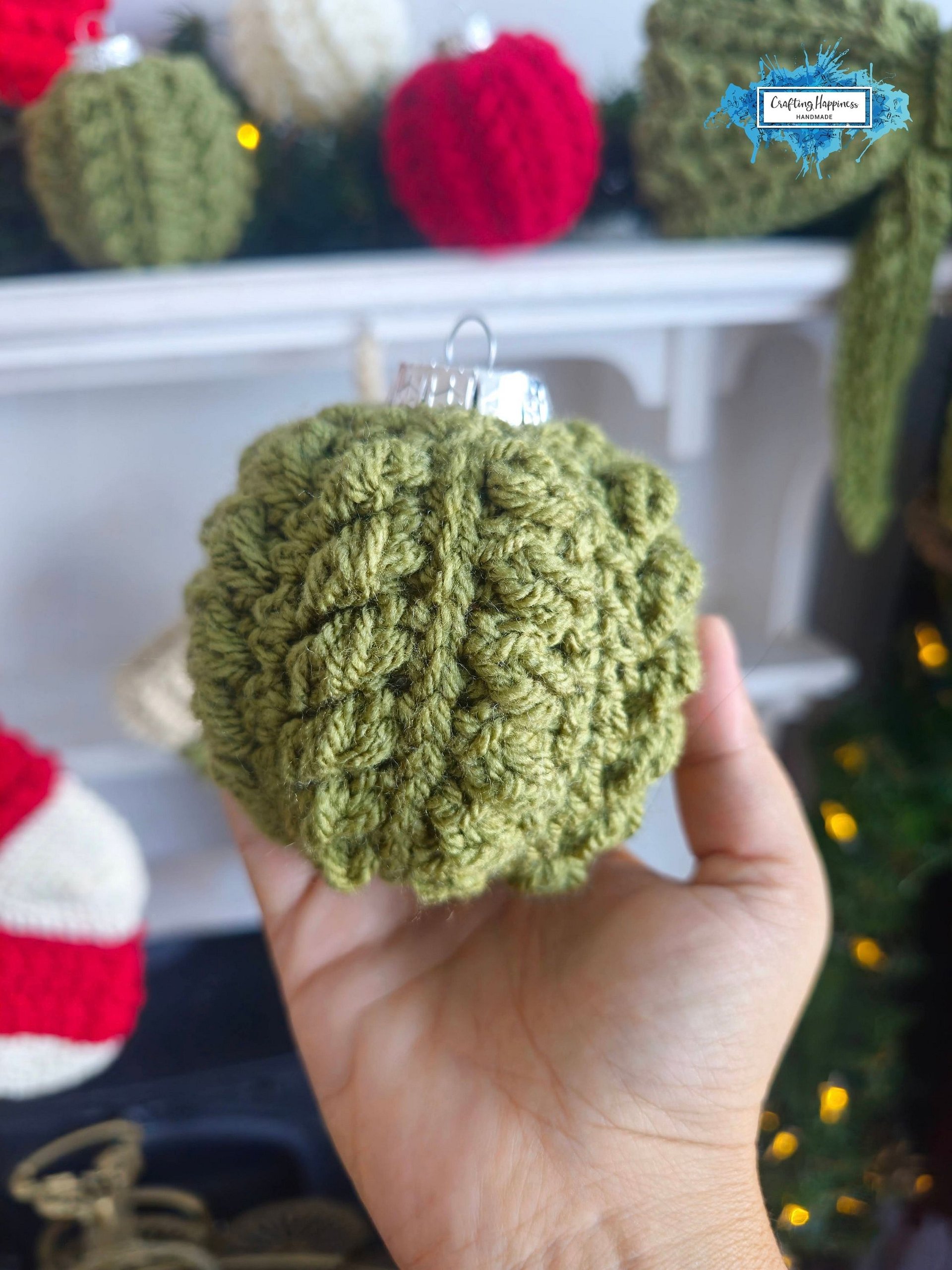 CROCHET PATTERNS + VIDEO | Christmas Bauble Pattern pdf | Moon Fern Winter Collection | Ornament Cover Tree Decor | Holiday Decor product image (4)
